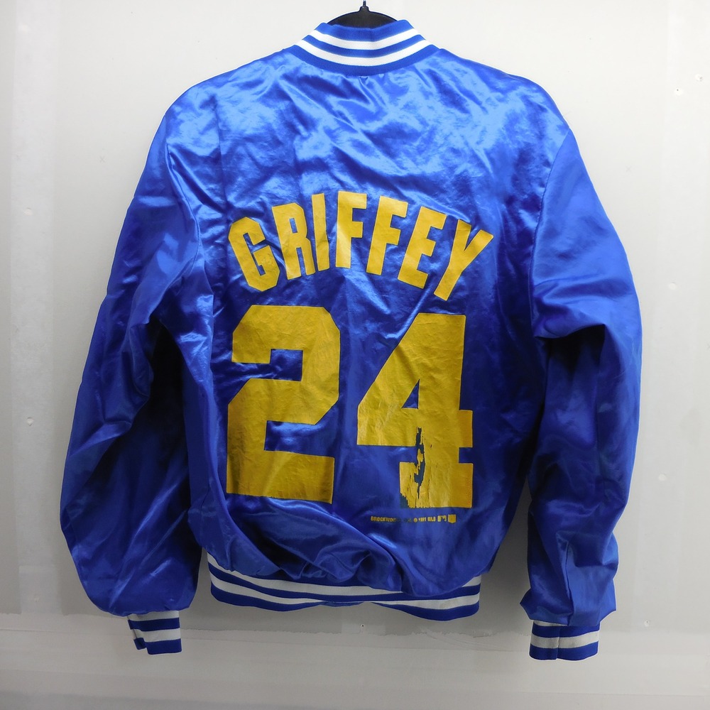 Vintage 1991 Seattle Mariners Ken Griffey Jr 24 Swingster Satin Jacket Blue S